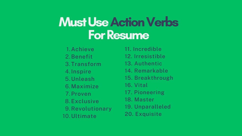 action verbs for resume